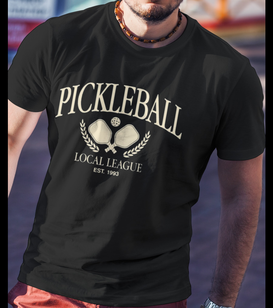 Pickleball Local League Est 1993 Two Paddles And Ball Laurel Wreath T-Shirt