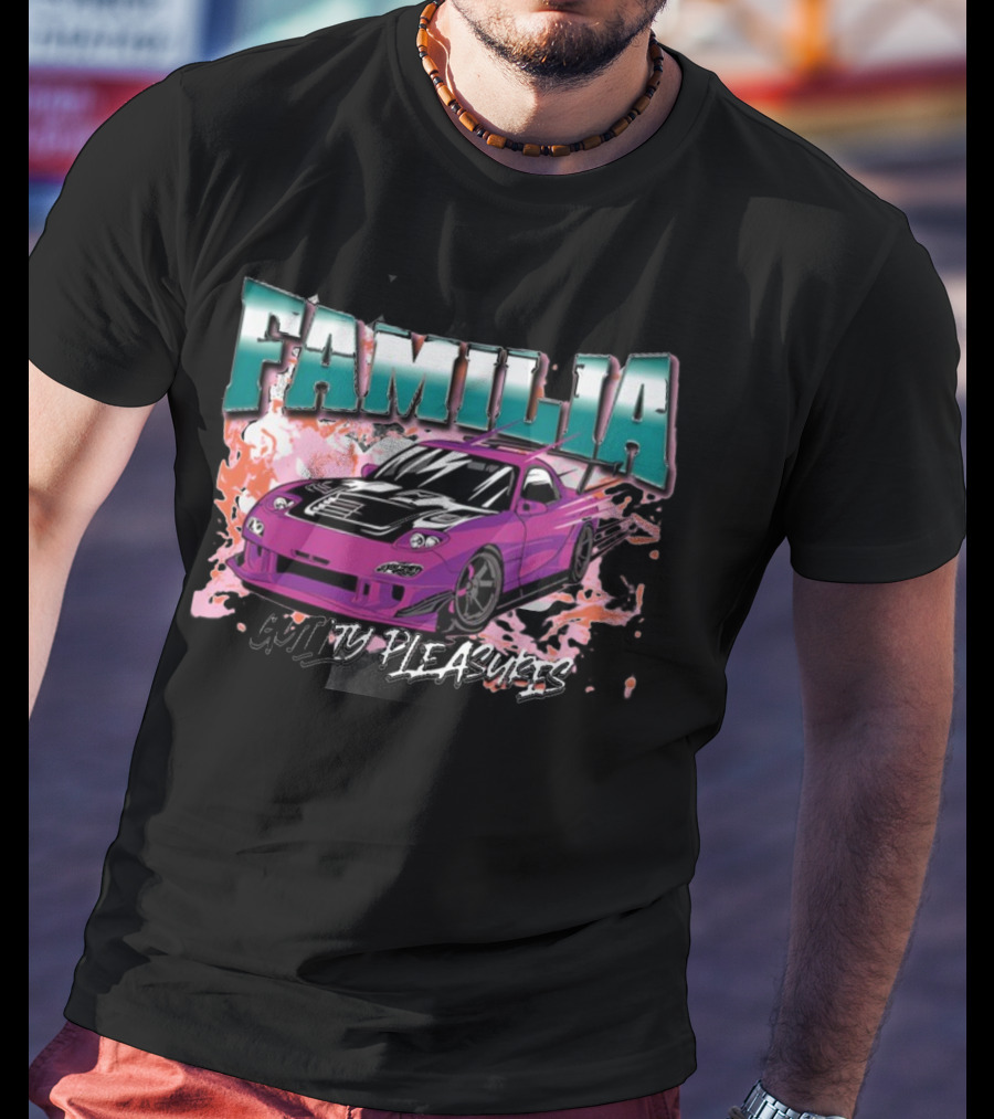 FAMILIA Guilty Pleasures Tryguys Car Explosion T-Shirt