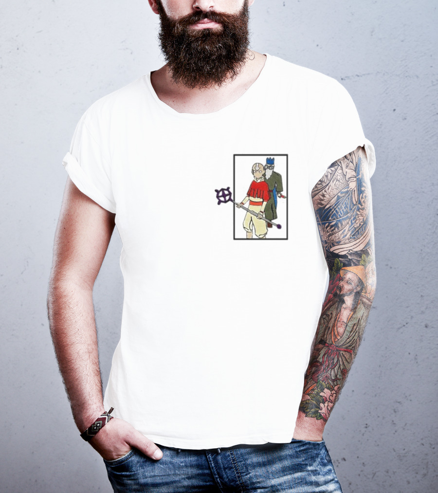 Avatar Aang And Wise Old Man With King Hat And Purple Staff T-Shirt