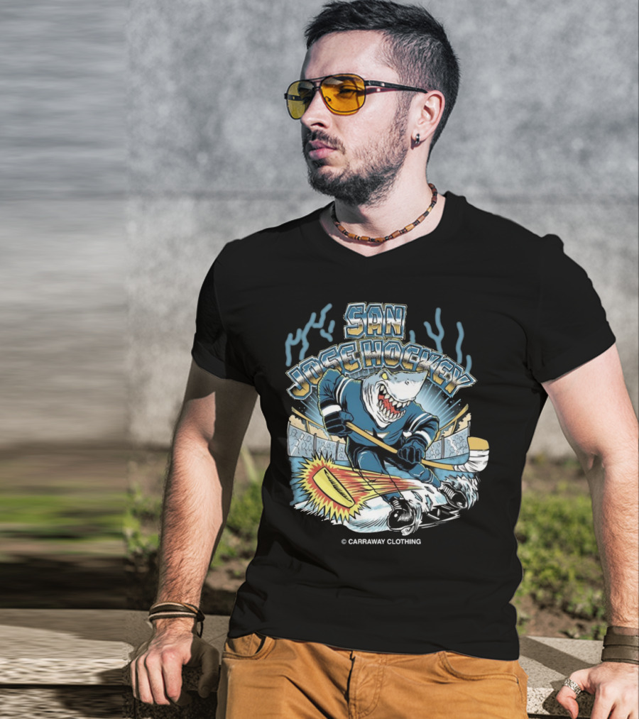 San Jose Hockey Shark Ice Action Caraway Clothing T-Shirt