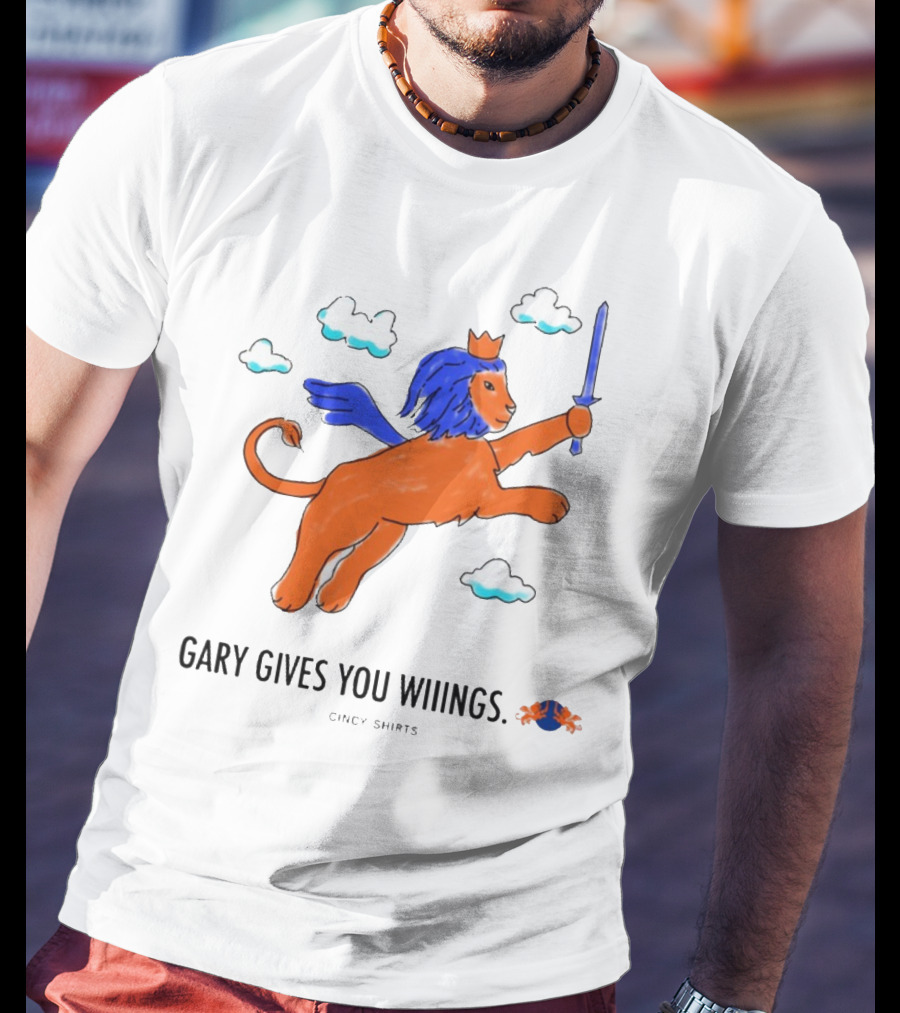 Gary Gives You Wings Flying Lion Sword Clouds Cincy T-Shirt
