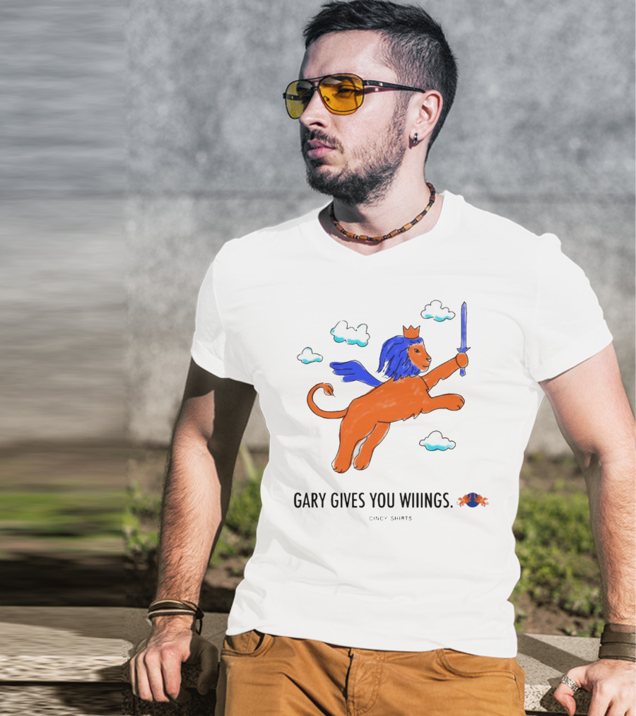 Gary Gives You Wings Flying Lion Sword Clouds Cincy T-Shirt
