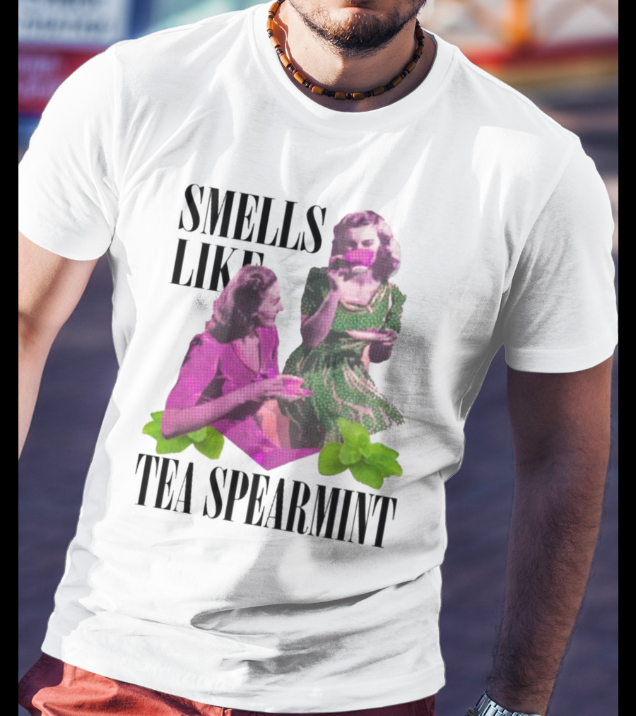 Smells Like Tea Spearmint Retro Women Green Pink Cups T-Shirt
