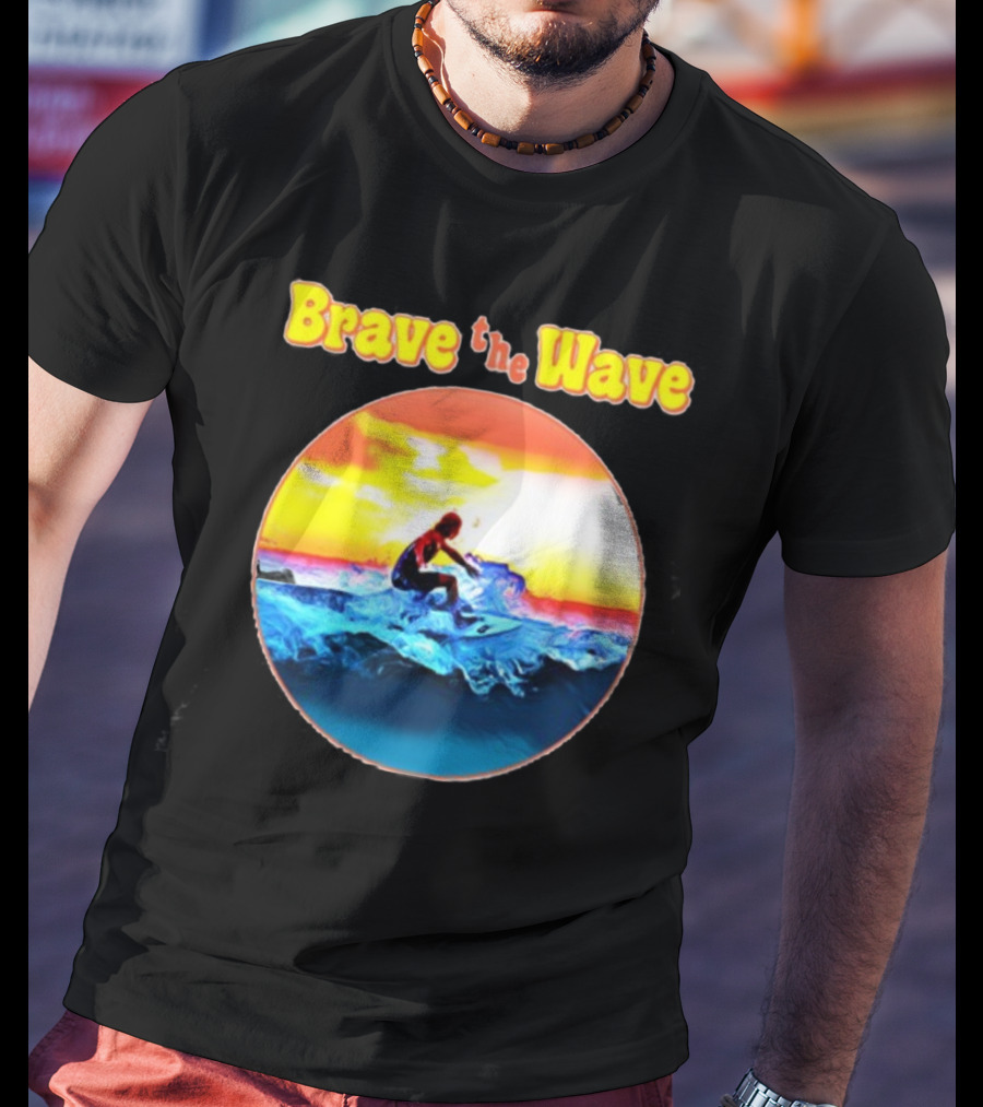 Brave The Wave Surfer At Sunset T-Shirt