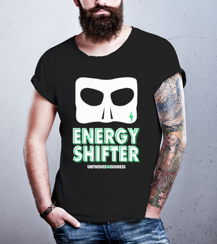 Energy Shifter Unfinished Business Mask With Lightning Bolt T-Shirt
