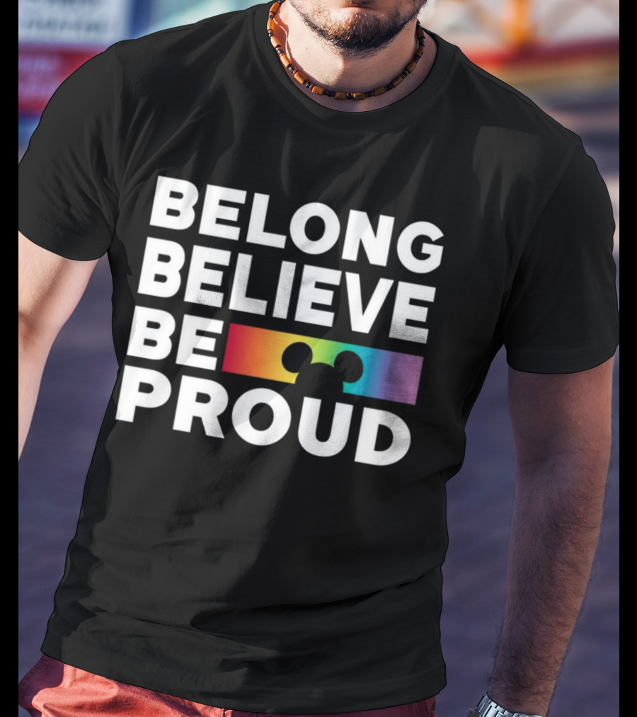 Belong Believe Be Proud Rainbow Mickey T-Shirt