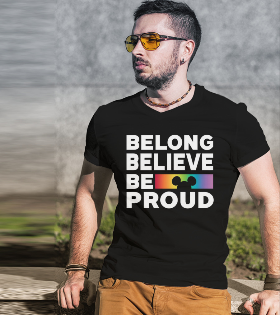 Belong Believe Be Proud Rainbow Mickey T-Shirt