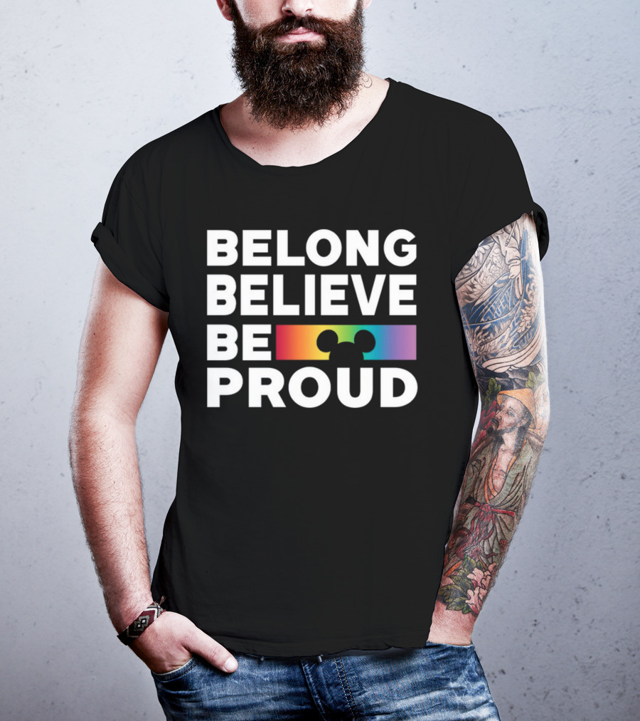 Belong Believe Be Proud Rainbow Mickey T-Shirt