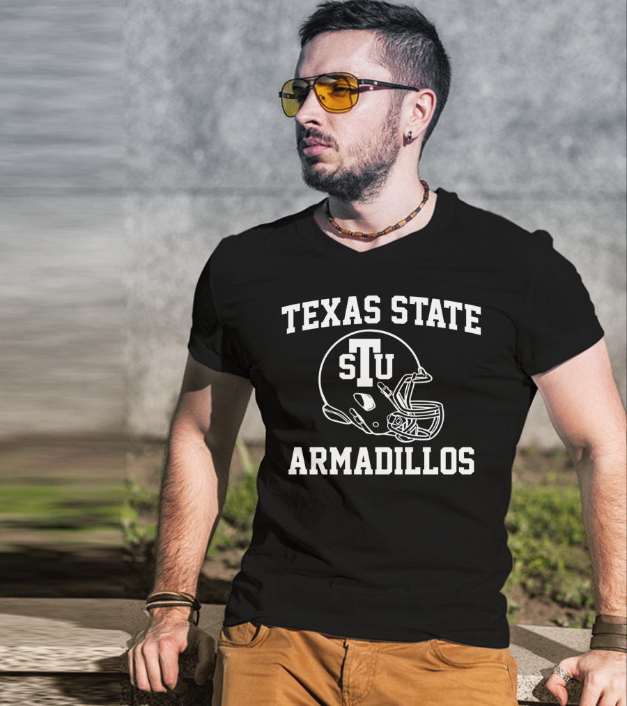 Texas State STU Armadillos Football Helmet T-Shirt