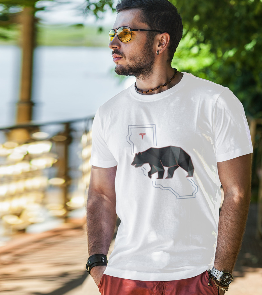 California Tech Bear Silhouette Tesla Outline T-Shirt