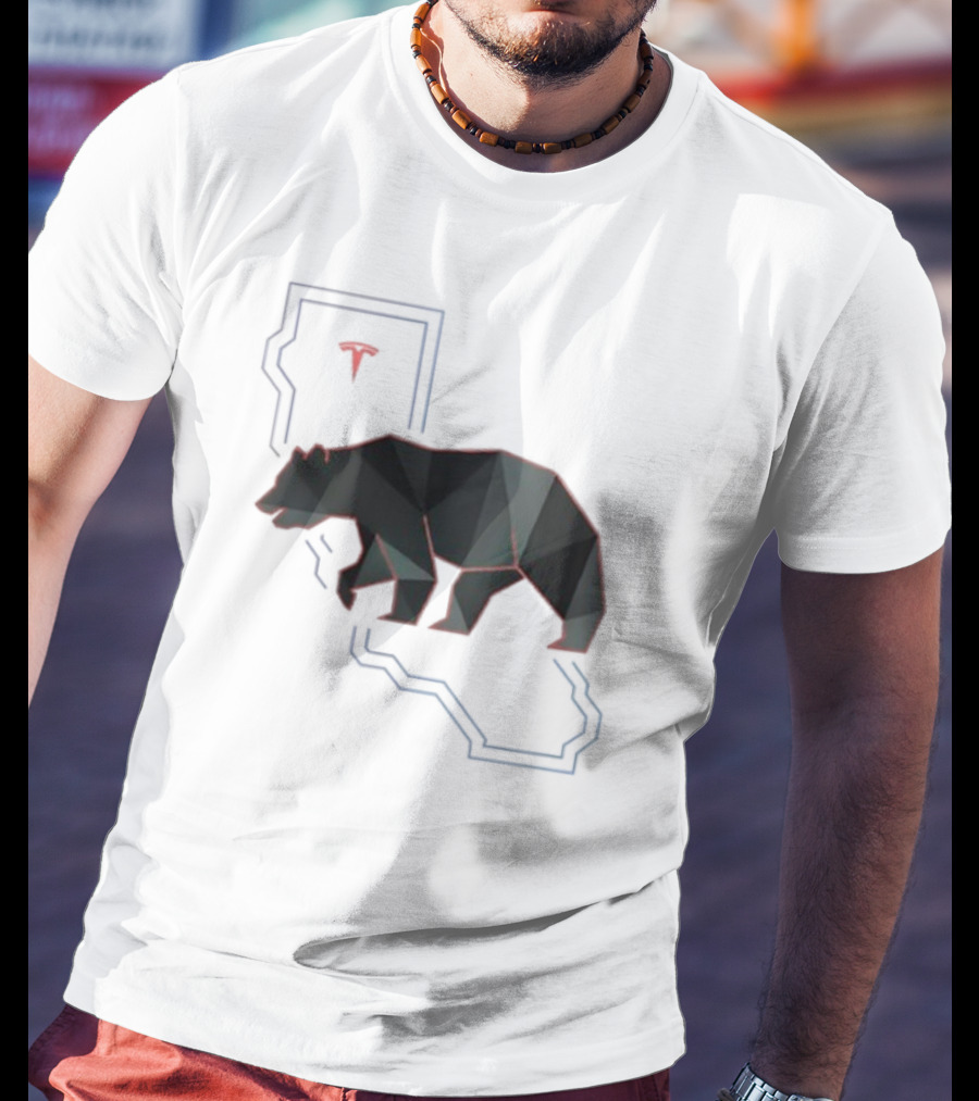 California Tech Bear Silhouette Tesla Outline T-Shirt