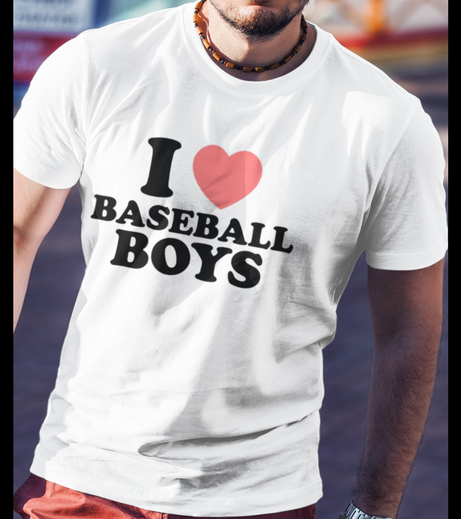 Gabb Goudy I Love Baseball Boys Red Heart Text T-Shirt
