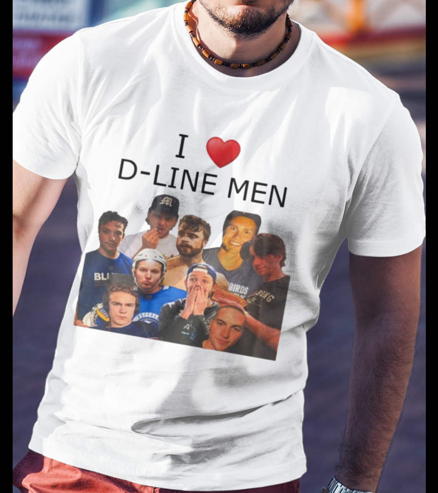 I ❤️ D-Line Men Blues Birds Sports Team Players T-Shirt