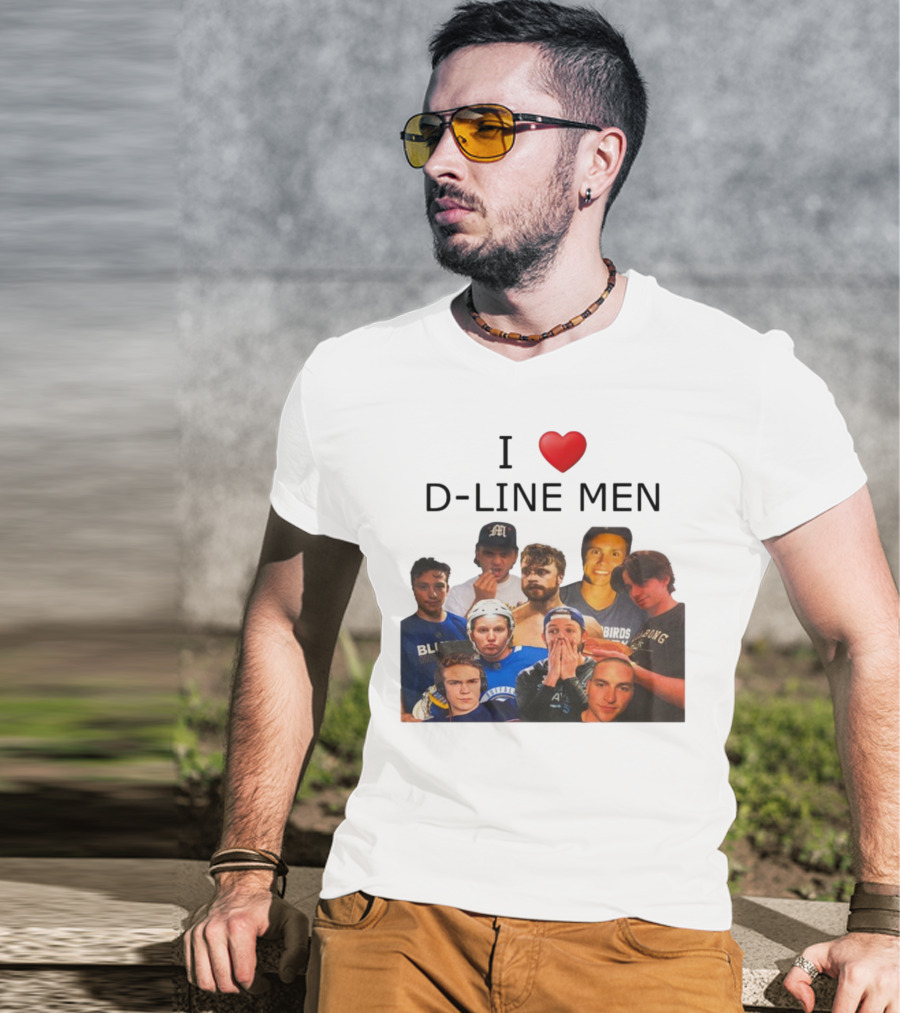 I ❤️ D-Line Men Blues Birds Sports Team Players T-Shirt