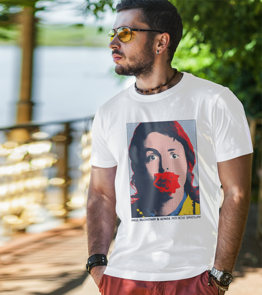 Paul McCartney And Wings Red Rose Speedway Pop Art Pixel Photo T-Shirt