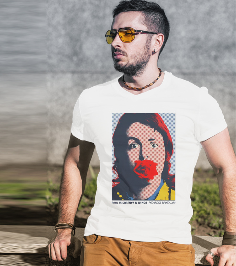 Paul McCartney And Wings Red Rose Speedway Pop Art Pixel Photo T-Shirt