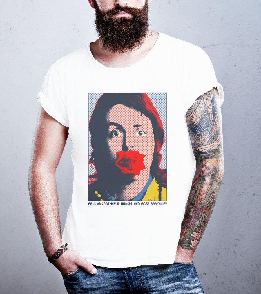 Paul McCartney And Wings Red Rose Speedway Pop Art Pixel Photo T-Shirt
