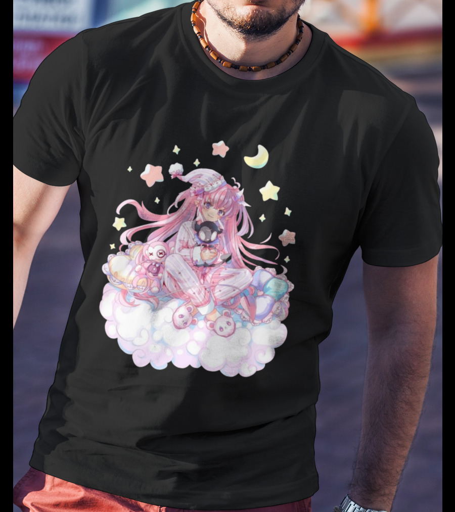 Ironmouse Vshojo Cute Pajama Sleepover With Moon And Stars T-Shirt