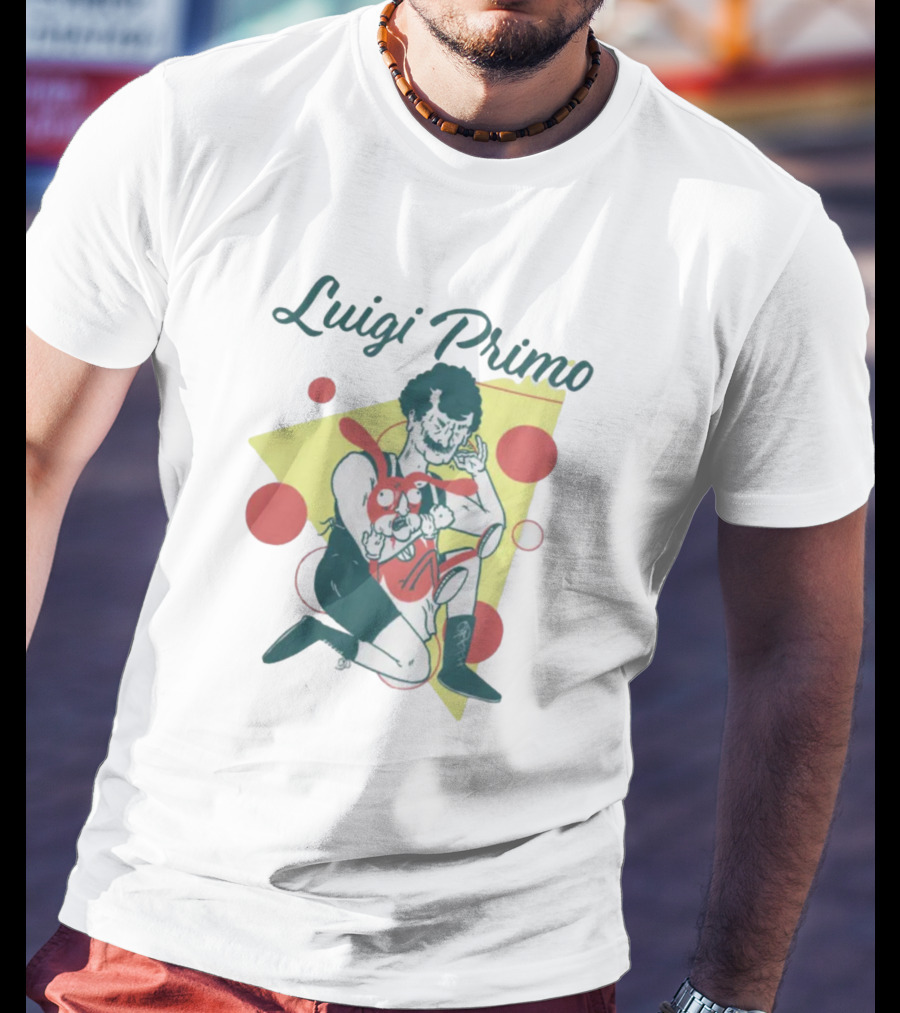 Luigi Primo Wrestling With Cartoon Rabbit Character T-Shirt