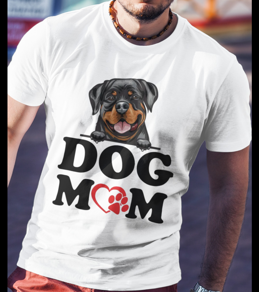 Rottweiler Dog Mom Heart Paw Design For Rottweiler Stickers Enthusiasts T-Shirt