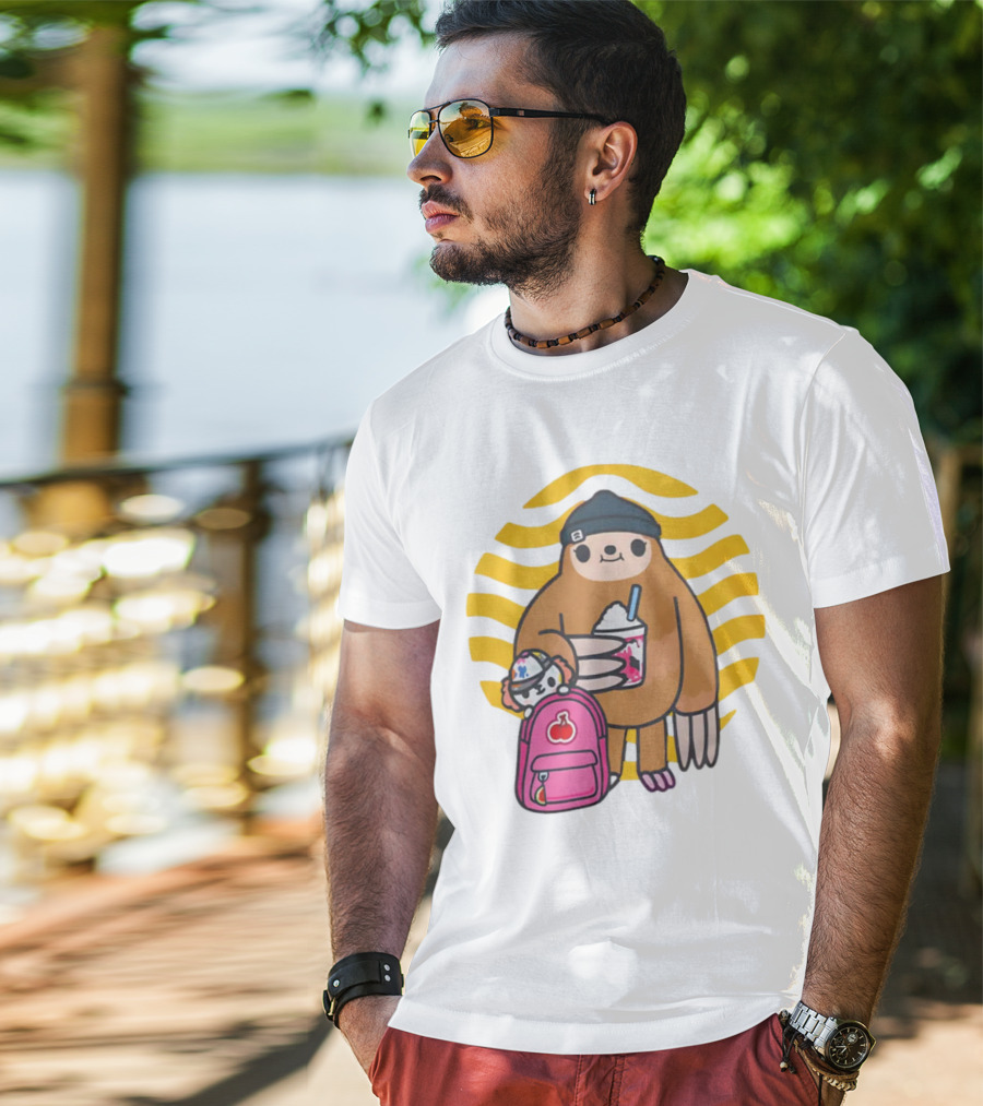 Toca Boca New Custom Prints Store Backpack Sloth With Drink And Hat Ripple T-Shirt