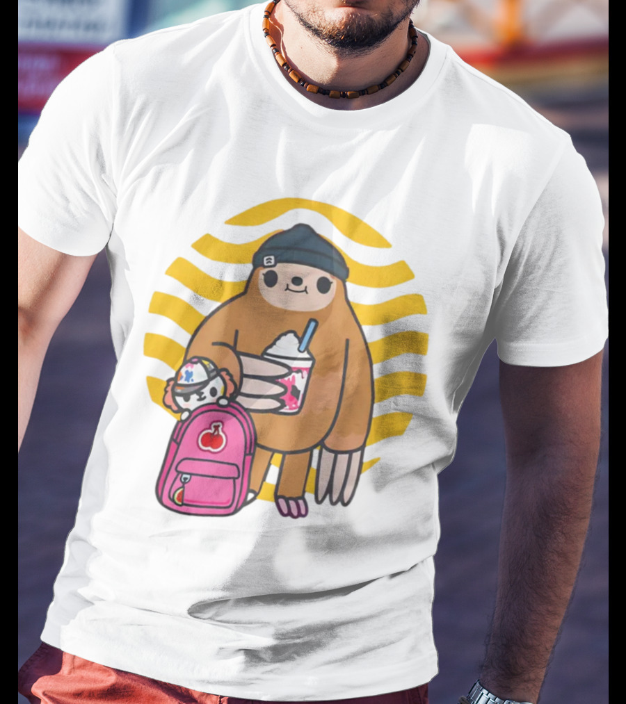 Toca Boca New Custom Prints Store Backpack Sloth With Drink And Hat Ripple T-Shirt