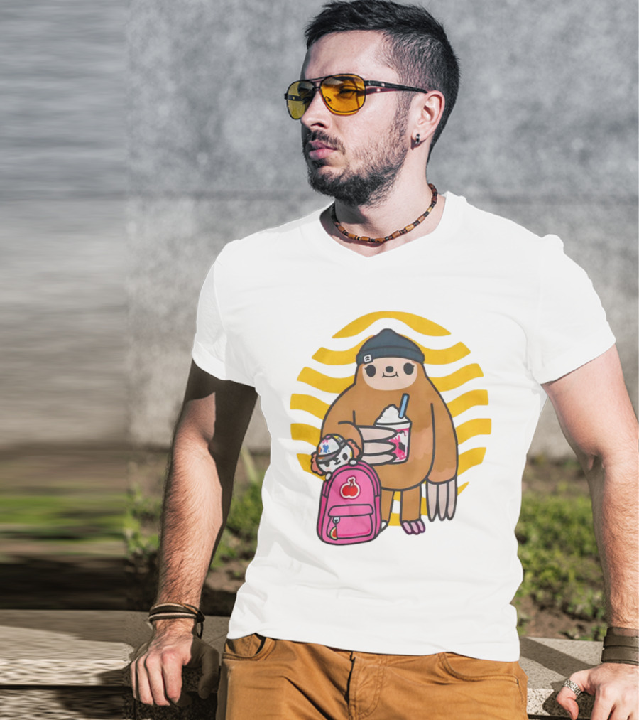 Toca Boca New Custom Prints Store Backpack Sloth With Drink And Hat Ripple T-Shirt