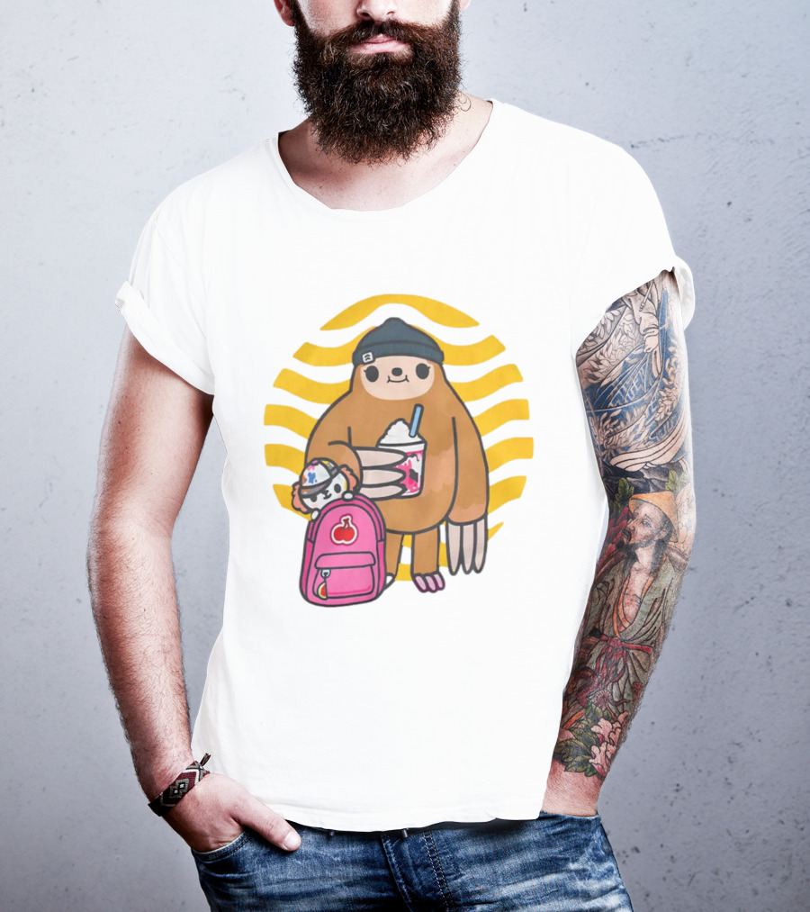 Toca Boca New Custom Prints Store Backpack Sloth With Drink And Hat Ripple T-Shirt