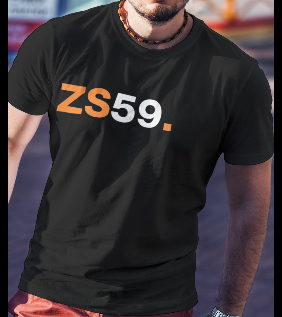 ZS59 Black And Orange Block Text T-Shirt