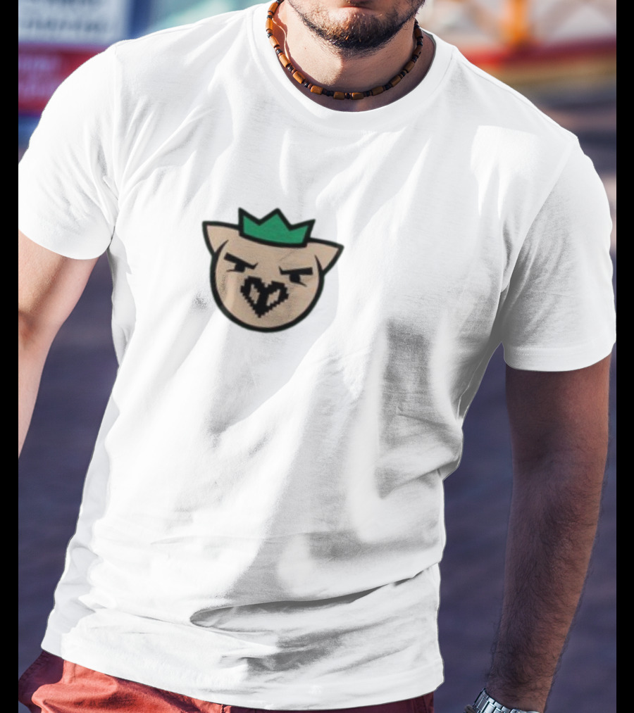 Agro Ph1lza Collaboration Green Crown Pixelated Pig T-Shirt