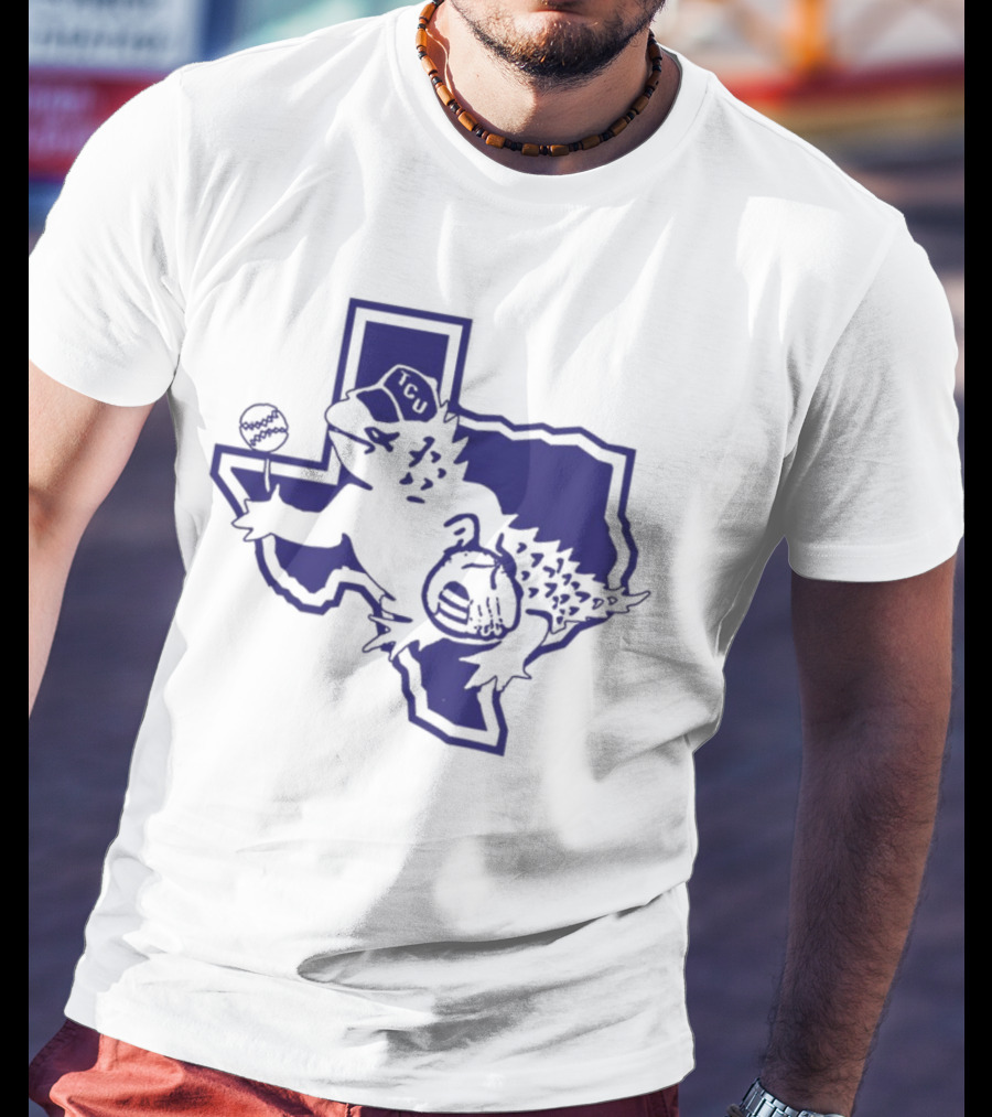 Sickos Committee Texas TCU Horned Frog Mascot Basketball And Football Texas Outline T-Shirt