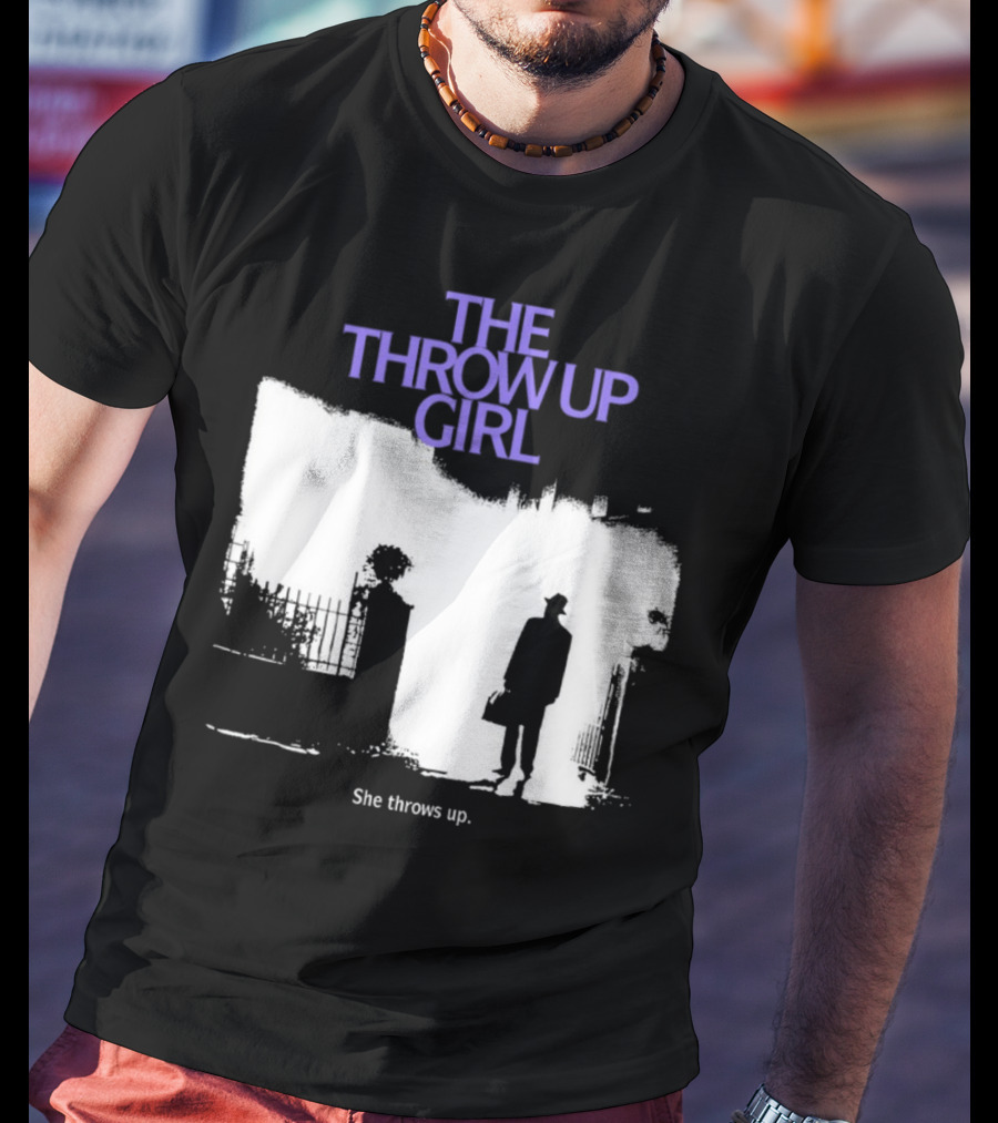 The Throw Up Girl She Throws Up Silhouette Against Gate Background T-Shirt