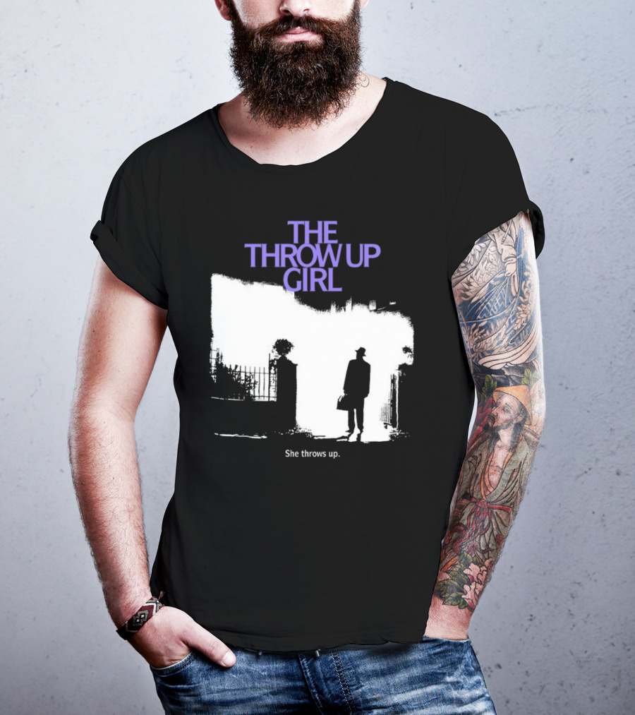 The Throw Up Girl She Throws Up Silhouette Against Gate Background T-Shirt