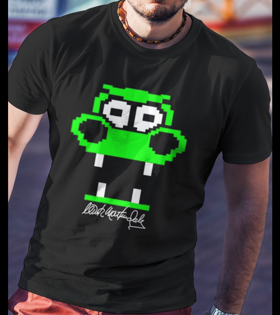 Tic Tac Dough Dragon Wink Martindale Signature Pixelated Green Face T-Shirt