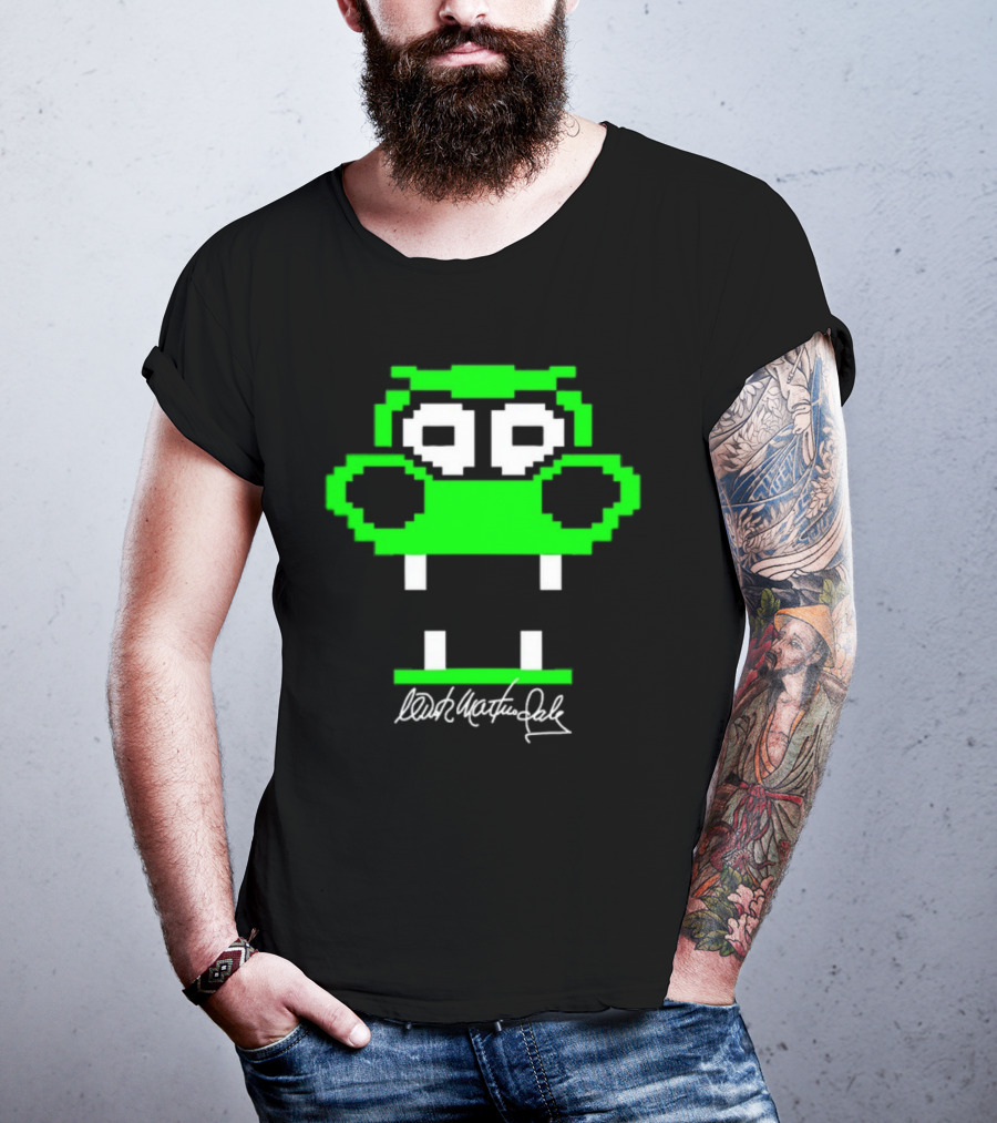 Tic Tac Dough Dragon Wink Martindale Signature Pixelated Green Face T-Shirt