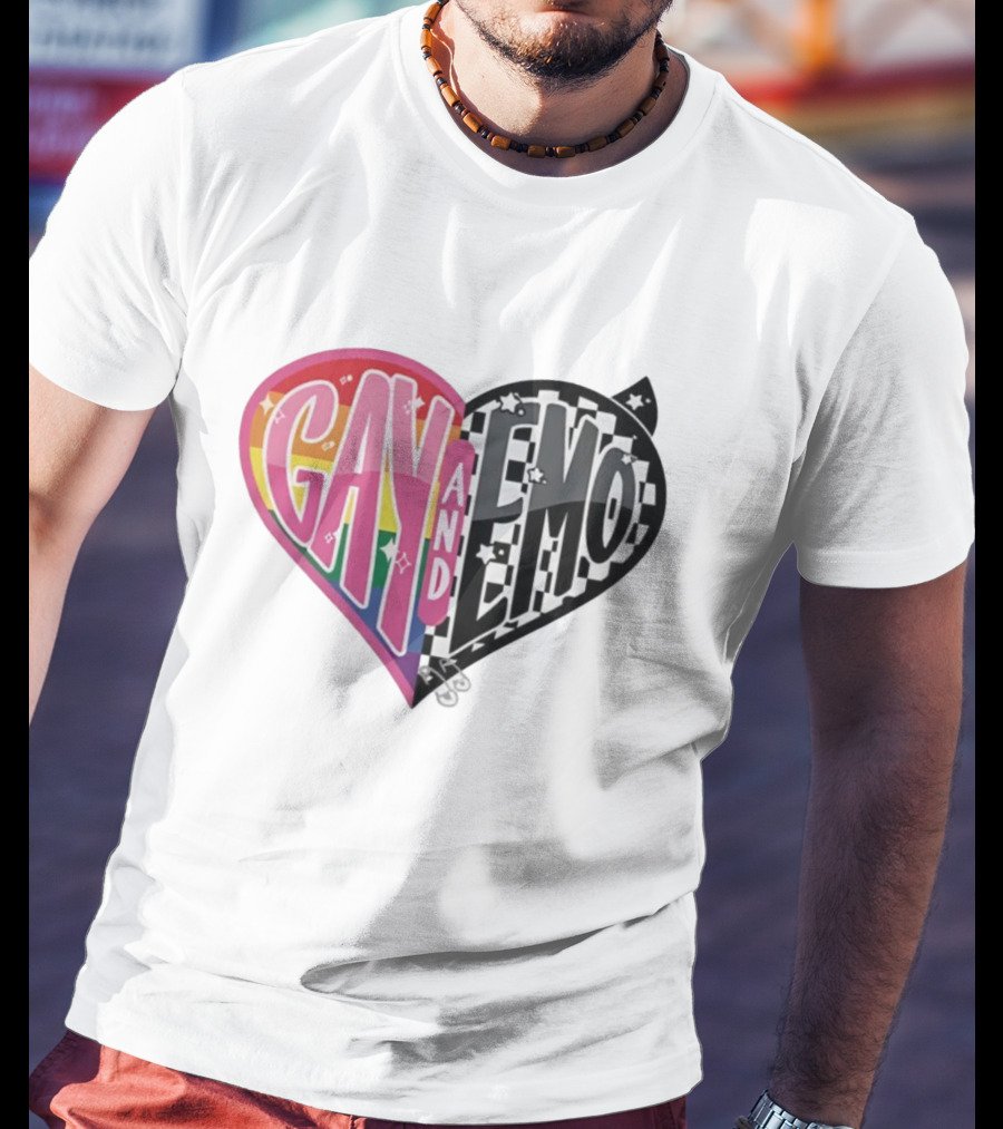 Jessie Paege Gay And Emo Heart Rainbow Checkerboard T-Shirt