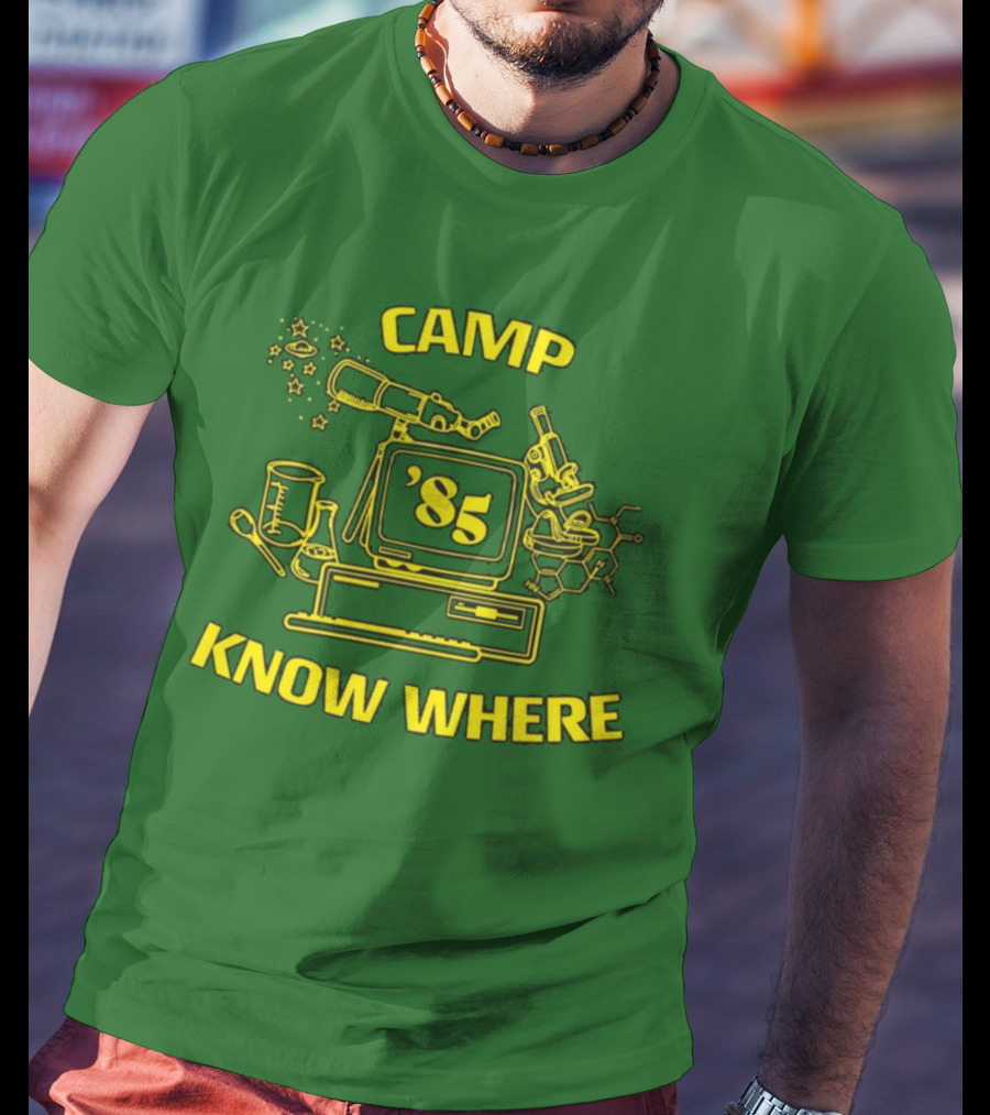 Camp Know Where '85 Science Computer Microscope Telescope Chemistry T-Shirt