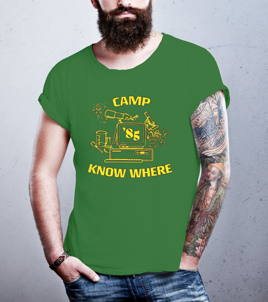 Camp Know Where '85 Science Computer Microscope Telescope Chemistry T-Shirt