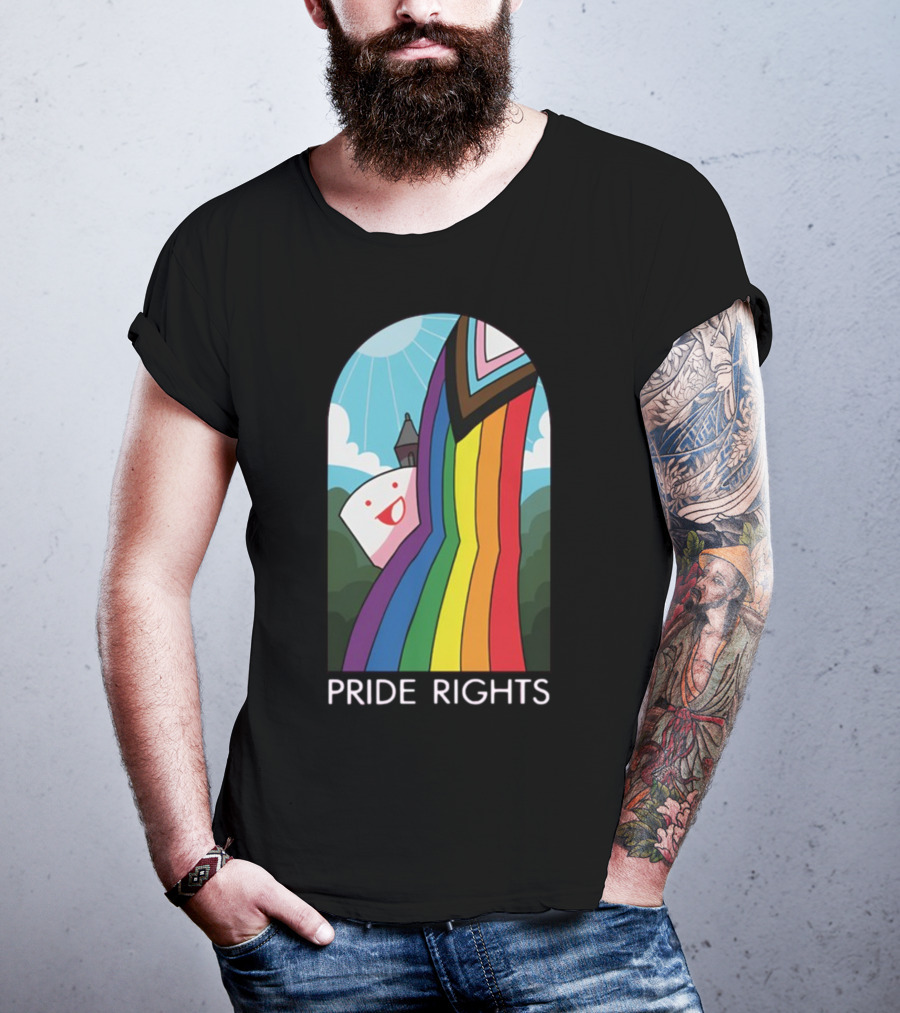 Pride Rights Rainbow Stained Glass Design DFTBA T-Shirt