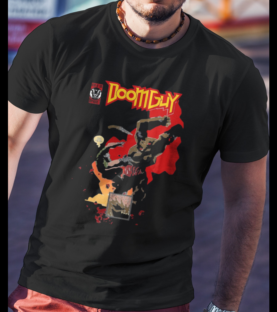 Doomguy The Shores Of Hell Demon Battle Comic T-Shirt