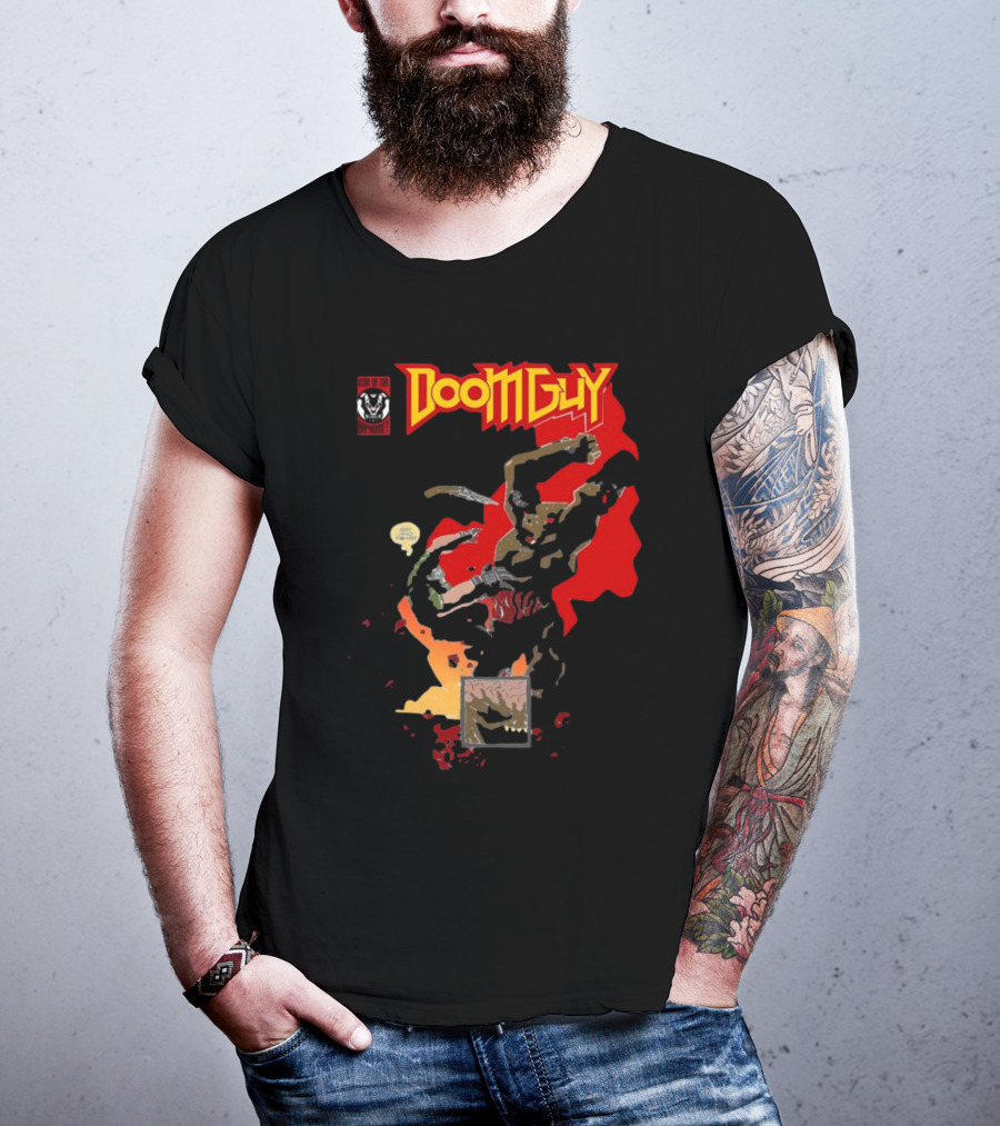 Doomguy The Shores Of Hell Demon Battle Comic T-Shirt