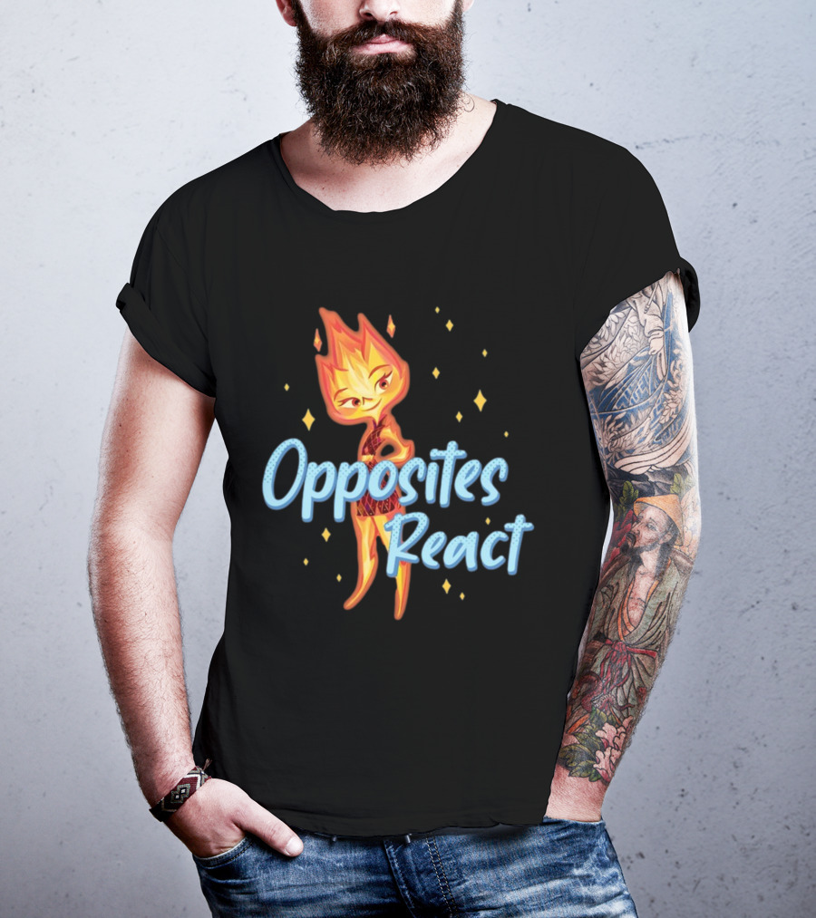 Opposites React Fire Element Character T-Shirt