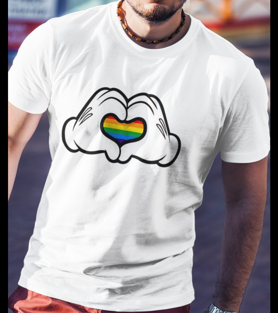 Mickey Hands Rainbow Heart Pride T-Shirt
