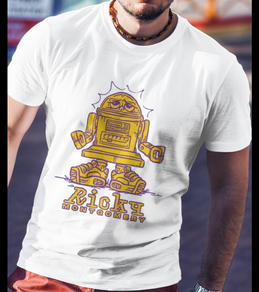 Ricky Montgomery Robot Illustration Yellow Purple T-Shirt