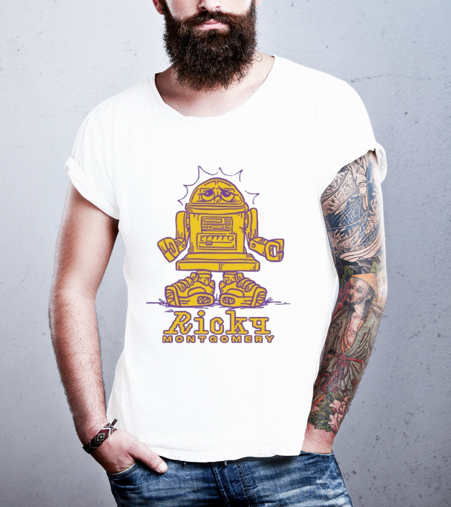 Ricky Montgomery Robot Illustration Yellow Purple T-Shirt