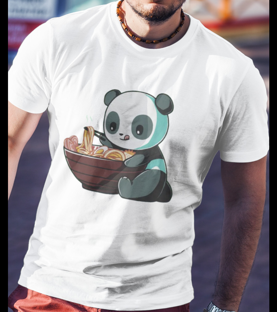 Teeturtle Ramen Panda Eating Noodles T-Shirt