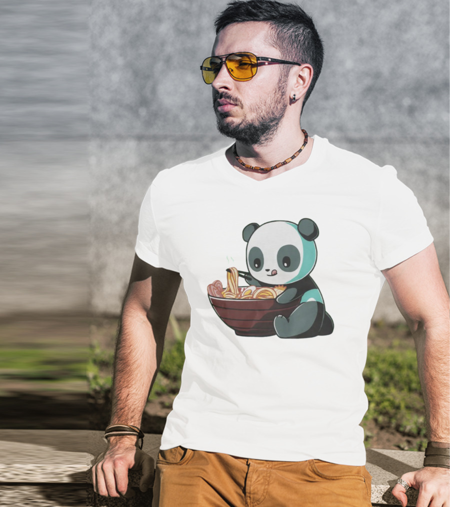 Teeturtle Ramen Panda Eating Noodles T-Shirt