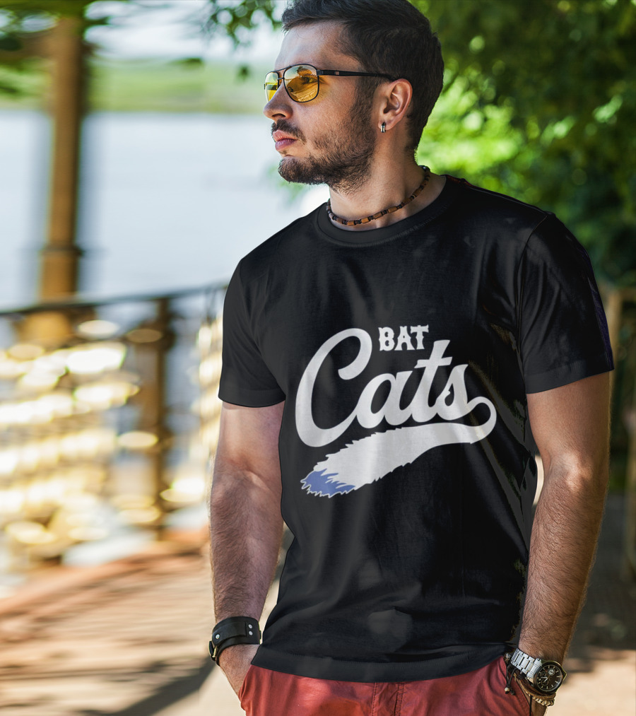Bat Cats Logo With Feather Tail T-Shirt