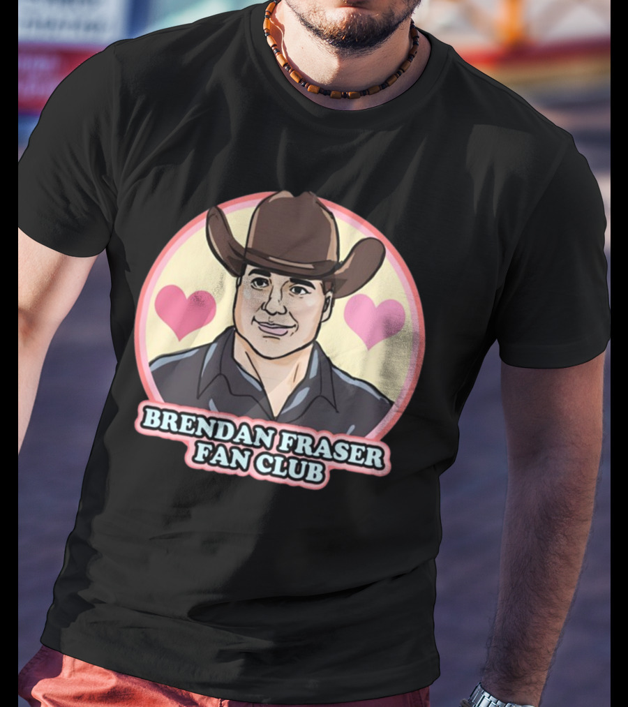 Brendan Fraser Fan Club Cowboy Hat Heart T-Shirt
