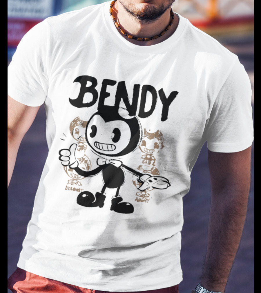 Bendy Cartoon Character With Disgust And Angry Moods T-Shirt
